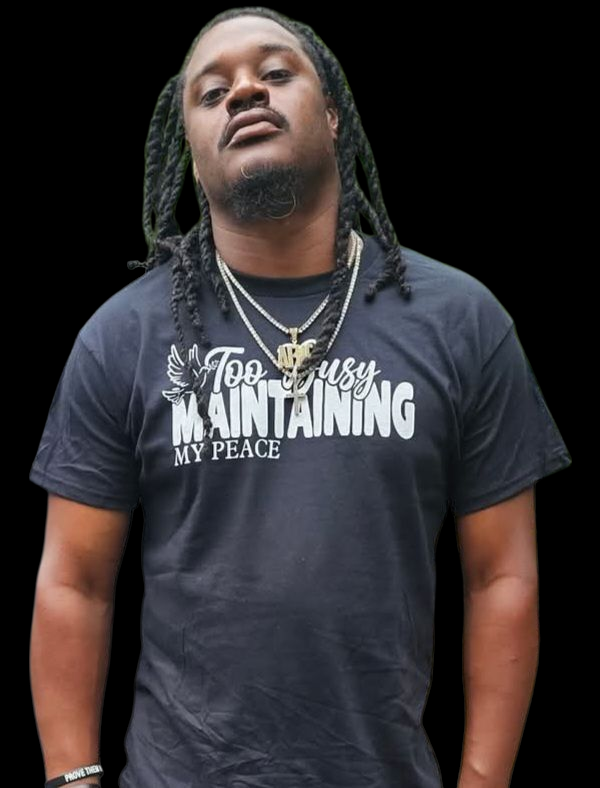 TOO BUSY MAINTAINING MY PEACE GRAPHIC T-SHIRT (BLACK)