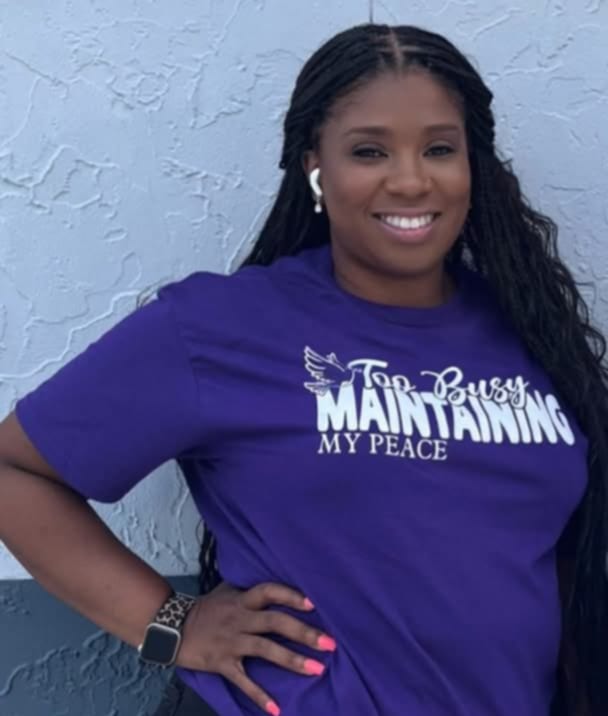 TOO BUSY MAINTAINING MY PEACE GRAPHIC T-SHIRT (PURPLE)